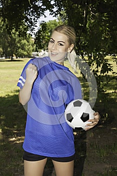 Attractive female soccer player