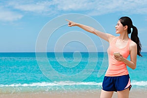 Attractive female traveler wearing sportswear