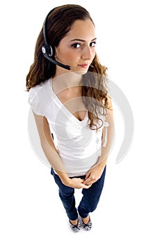Attractive female wearing headphone