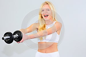 Attractive fitness woman, trained female body,Attractive fitness woman with top, beautiful caucasian lifestyle portrait