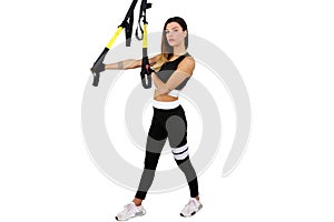 Attractive fitness woman, trained female body,Attractive fitness woman with top and mp3 player, caucasian lifestyle portrait