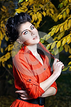 Attractive girl in the autumn park