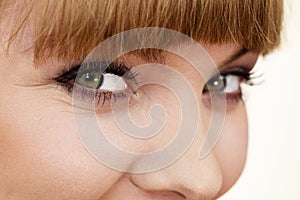 Attractive girl beauty female eyes closeup