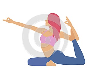 Attractive girl doing yoga banner for for advertysing yoga or fitness club. Business card, poster, flyer