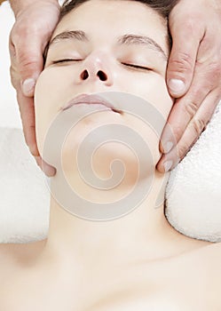 Attractive girl head massage resort