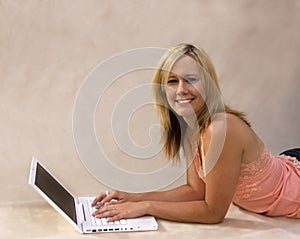Attractive girl on laptop