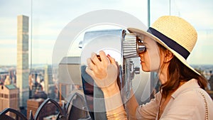 Attractive girl at viewpoint, NYC