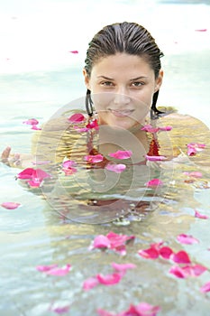 Attractive girl in water