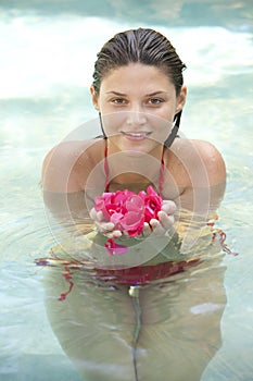 Attractive girl in water