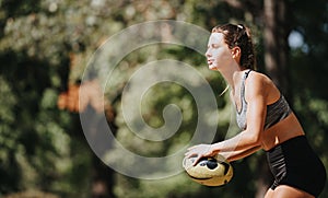 Attractive Girls Having Fun While Exercising Outdoors in a Sunny Park