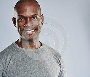 Attractive happy man with copy space