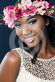Attractive happy young african bride.