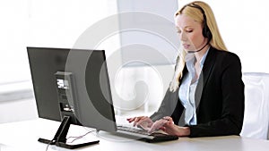 Attractive helpline operator in office