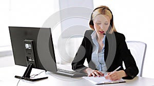 Attractive helpline operator in office