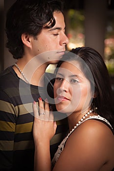 Attractive Hispanic Couple Portrait Outdoors