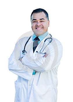 Attractive Hispanic Male Doctor or Nurse on White