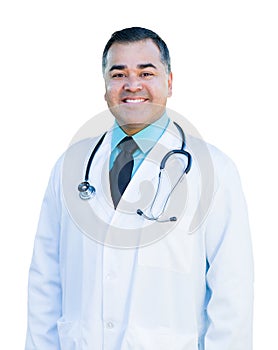 Attractive Hispanic Male Doctor or Nurse on White