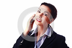 Attractive inspired businesswoman with cellphone