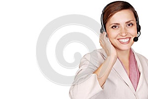 Attractive lady call center operator