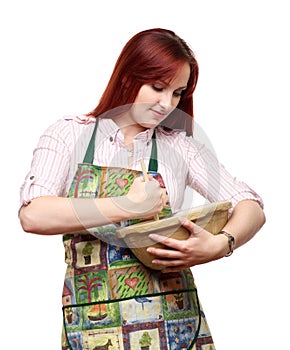 Attractive lady cooking and baking
