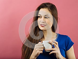 Attractive lady drinking coffee