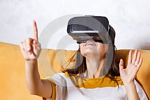 Brunette Girl Testing VR Device