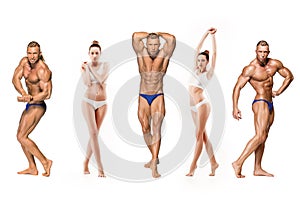 Attractive male body builder on white background