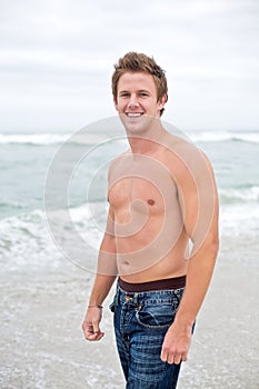 Attractive man on beach