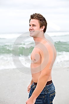 Attractive man on beach