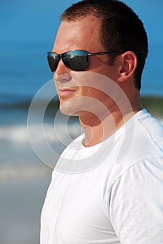 Attractive man at beach