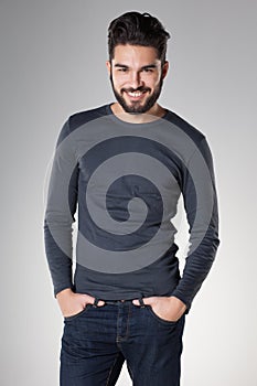 Attractive man with beard dressed casual