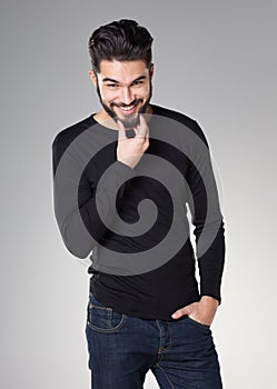 Attractive man with beard dressed casual