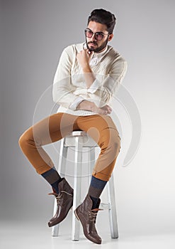 Attractive man dressed casual looking serious