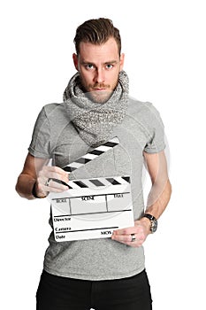 Attractive man in film crew