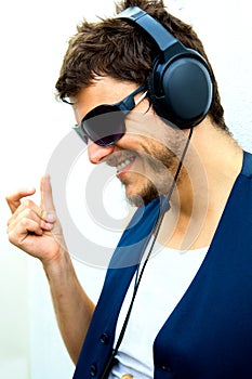 Attractive man with headphones