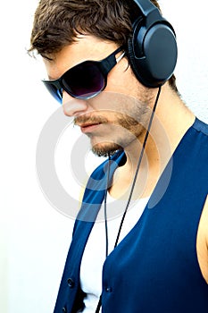 Attractive man with headphones