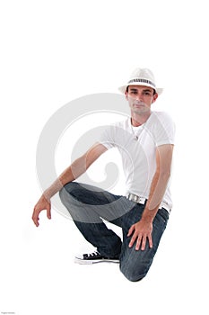 Attractive Man Kneeling