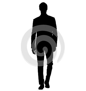 An attractive man in a men`s business men slim suit, jacket for wedding and business. silhouette