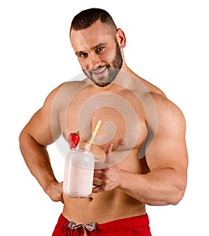 attractive man posing on the camera isolated on a white background.