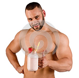 attractive man posing on the camera isolated on a white background.