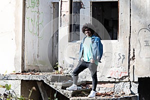 Attractive Man Posing at Ruins Ruined House