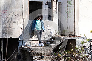 Attractive Man Posing at Ruins Ruined House