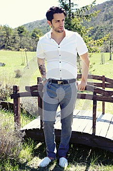 Attractive man with a preppy style