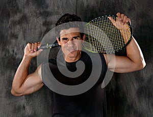 Attractive Man With Tennis Racket