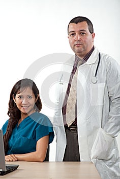 Attractive man and woman healthcare workers