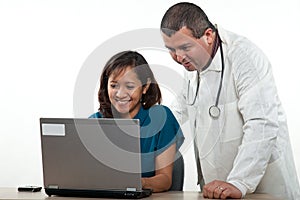 Attractive man and woman healthcare workers