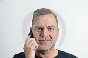 Attractive middle age man with cell phone