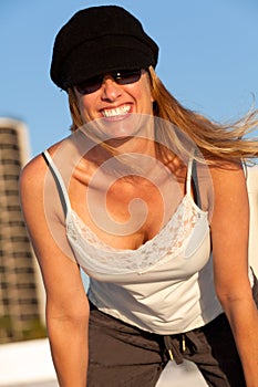 Attractive Middle Aged Blond Woman at the Beach