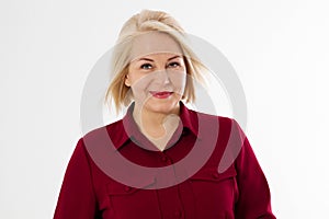 Attractive middle aged woman portrait copy space