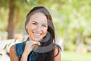 Attractive Mixed Race Teen Girl Portrait Outdoors